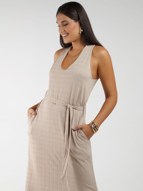Vestido Malha Com Cinto Autentique Feminino AREIA