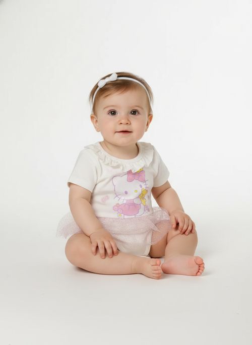 Body Hello Kitty Infantil Para Bebê - OFF WHITE
