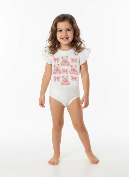 Body Canelado Infantil Para Menina - OFF WHITE