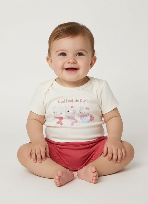 Conjunto Curto Infantil Para Bebê - OFF WHITE