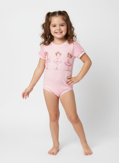 Body Canelado Infantil Para Menina - ROSA