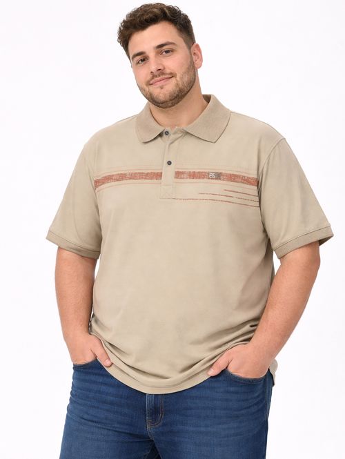 Polo Manga Curta Plus Size Masculina BEGE
