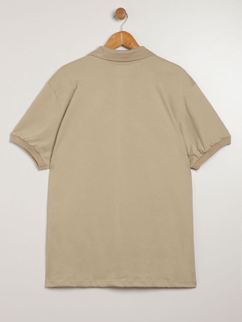Polo Manga Curta Plus Size Masculina BEGE