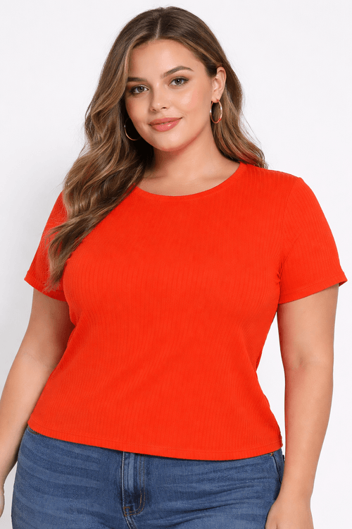 Blusa Manga Curta Autentique Plus Size Feminina VERMELHO