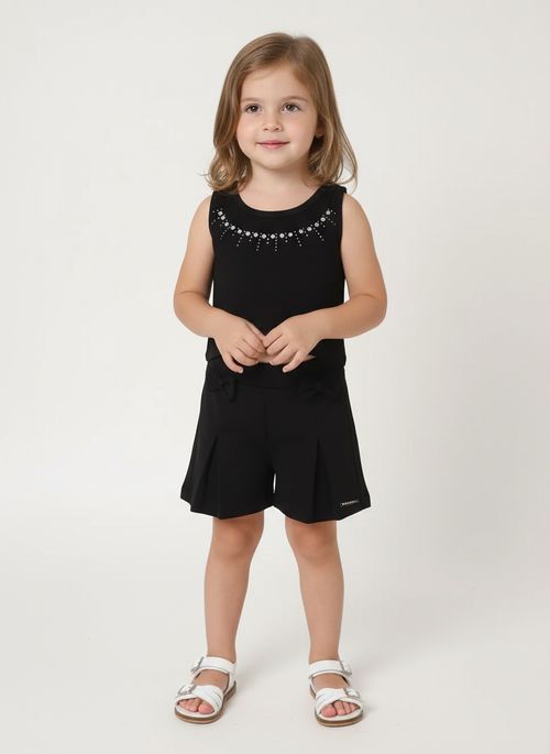 Conjunto Curto Infantil Para Menina - PRETO