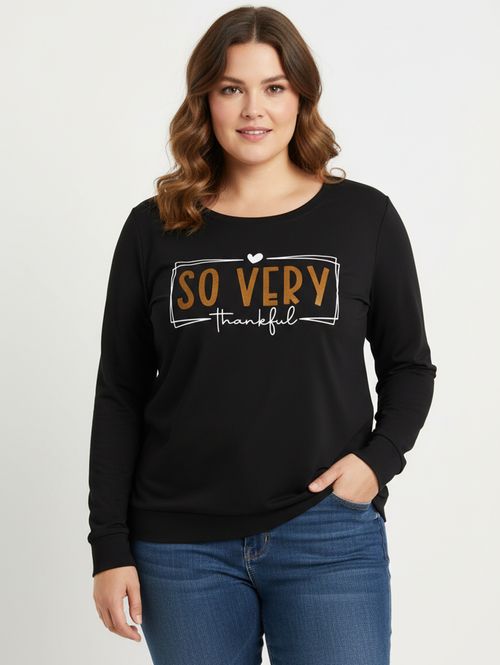 Blusa Manga Longa Plus Size Feminina PRETO