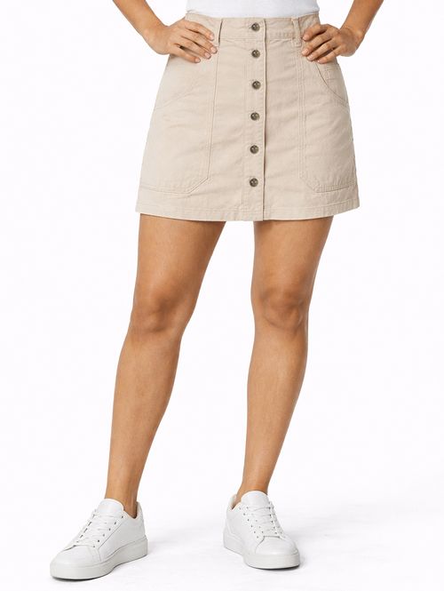 Saia Linho Mini Sawary Feminina NATURAL