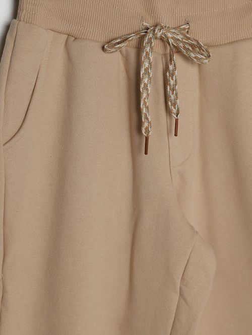 Calça Moletom Com Punho Juvenil Para Menino - BEGE