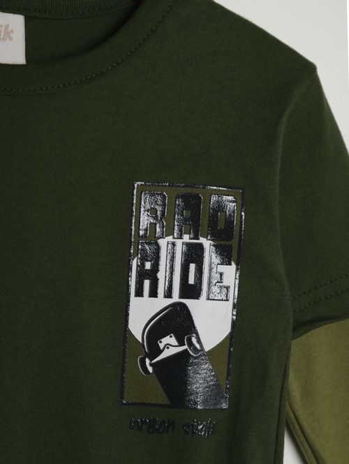 Camiseta Manga Longa Infantil Para Menino - VERDE