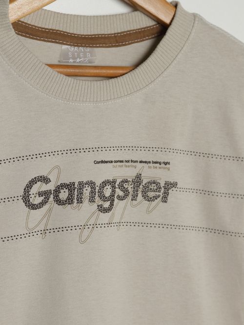 Camiseta Manga Longa Infantil Para Menino - BEGE