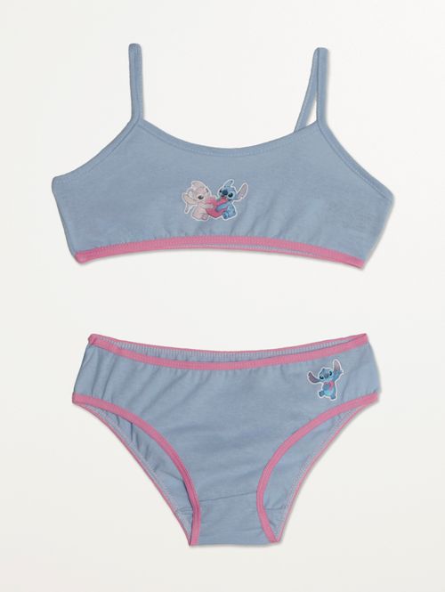 Conjunto Lingerie Stitch Infantil Para Menina- AZUL