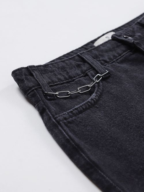 Mini Saia Jeans Autentique Feminina PRETO