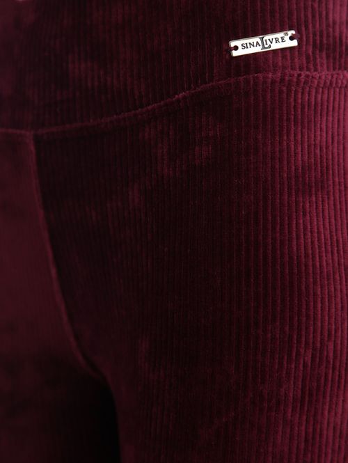 Calça Legging Cotelê Feminina Bordô