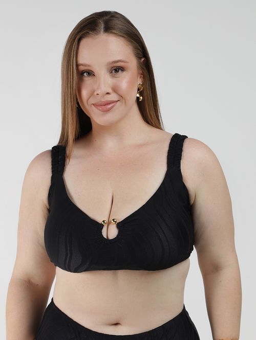 Biquíni Top Texturizado Plus Size Feminino PRETO