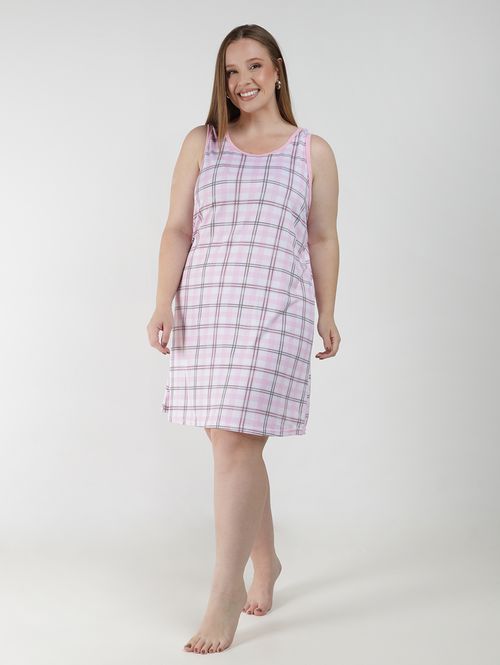 Camisola Suede Xadrez Plus Size Feminina ROSA