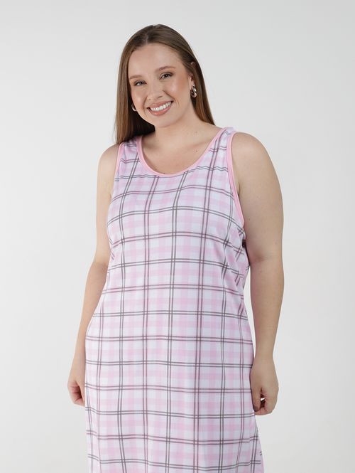 Camisola Suede Xadrez Plus Size Feminina ROSA