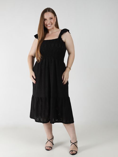 Vestido Midi Plus Size Feminino PRETO