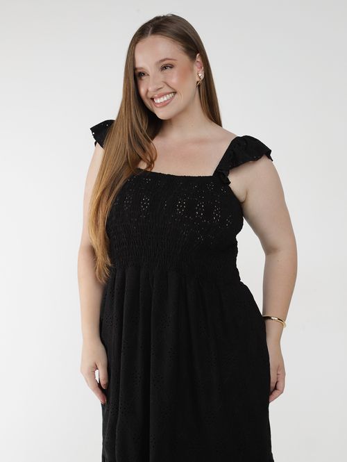 Vestido Midi Plus Size Feminino PRETO