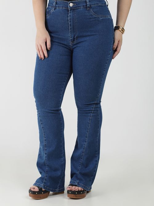 Calça Jeans Boot Cut Sawary Plus Size Feminina AZUL