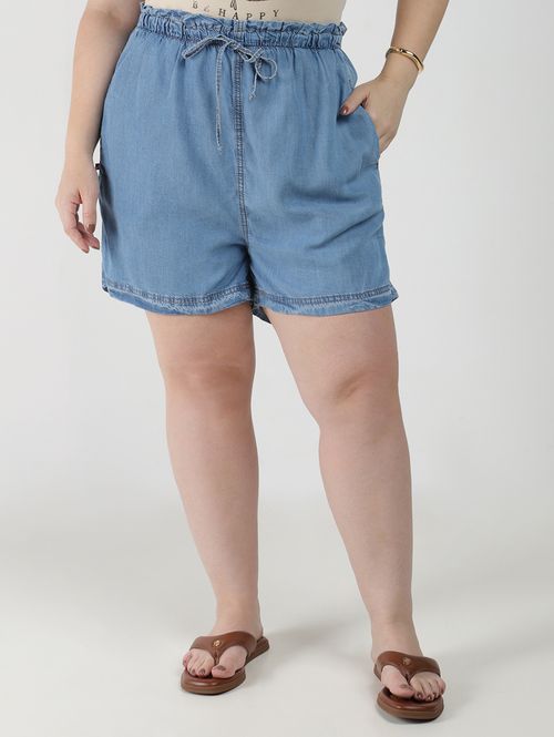 Short Jeans Plus Size Feminina AZUL