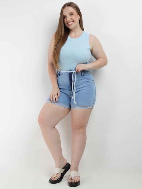Short Jeans Plus Size Feminino AZUL