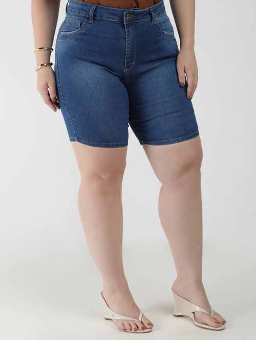 Bermuda Jeans Plus Size Feminina AZUL