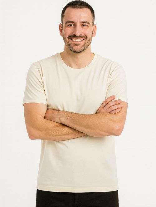 Camiseta Básica Manga Curta Masculina OFF WHITE