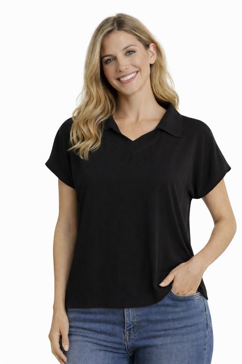 Blusa Ampla Manga Curta Autentique Feminina PRETO
