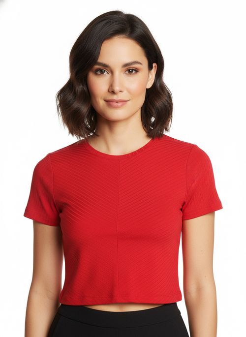 Blusa Cropped Canelado Autentique Feminina VERMELHO