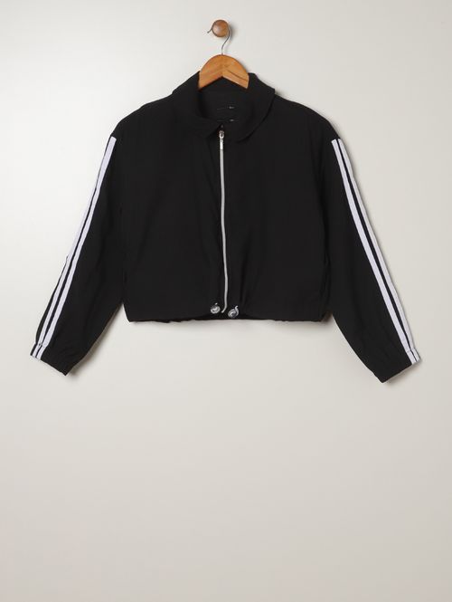 Casaco Viscose Listrado Juvenil Para Menina - PRETO