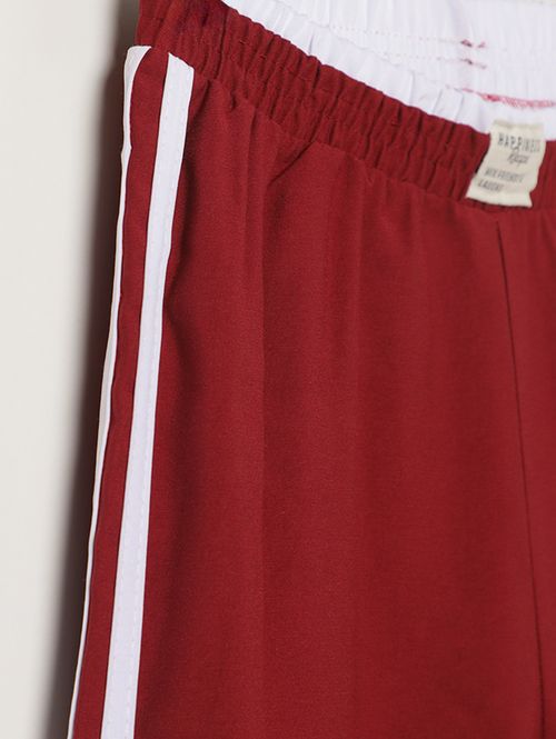Calça Legging Listrada Juvenil Para Menina - BORDO