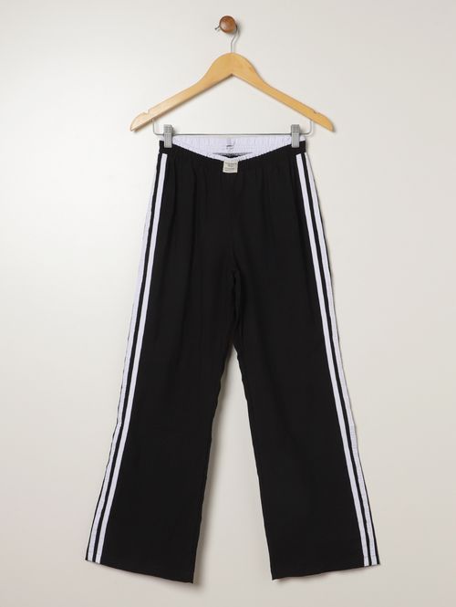 Calça Legging Listrada Juvenil Para Menina - PRETO