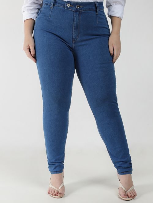 Calça Jeans Cigarrete Pisom Plus Size Feminina AZUL