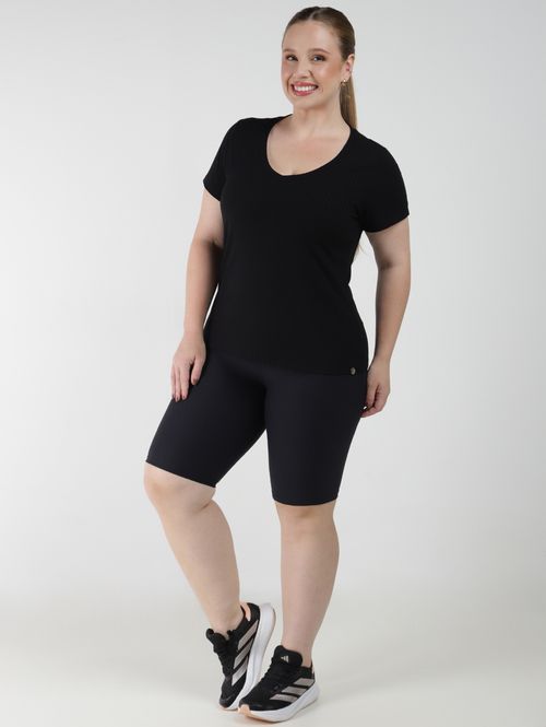 Blusa Manga Curta Autentique Plus Size Feminina Preto
