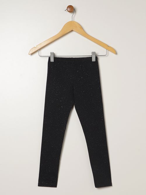 Calça Legging Cotton Glitter Infantil Para Menina- PRETO
