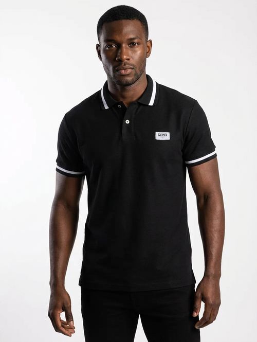 Polo Canelada Manga Curta Masculina PRETO