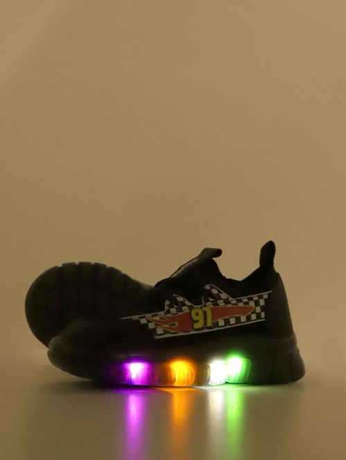 Tênis Relâmpago Led Infantil Para Bebê Menino - PRETO/VERMELHO