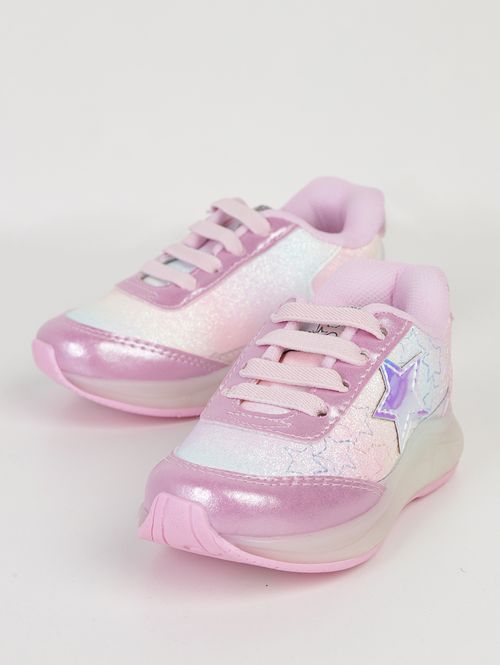 Tênis Jogging Com Led Infantil Para Menina- PINK/ROSA