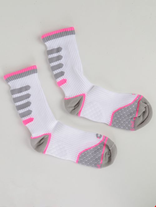 Meia Cano Longo Esportiva Feminina BRANCO/CINZA/ROSA