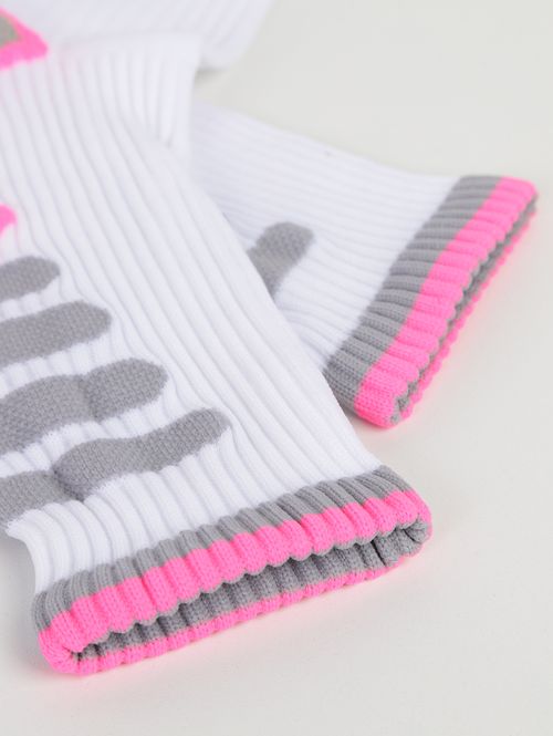 Meia Cano Longo Esportiva Feminina BRANCO/CINZA/ROSA