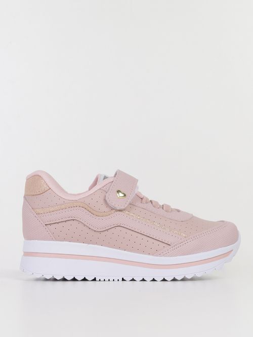 Tênis Gloss Com Velcro Infantil Para Menina - NUDE/BRANCO