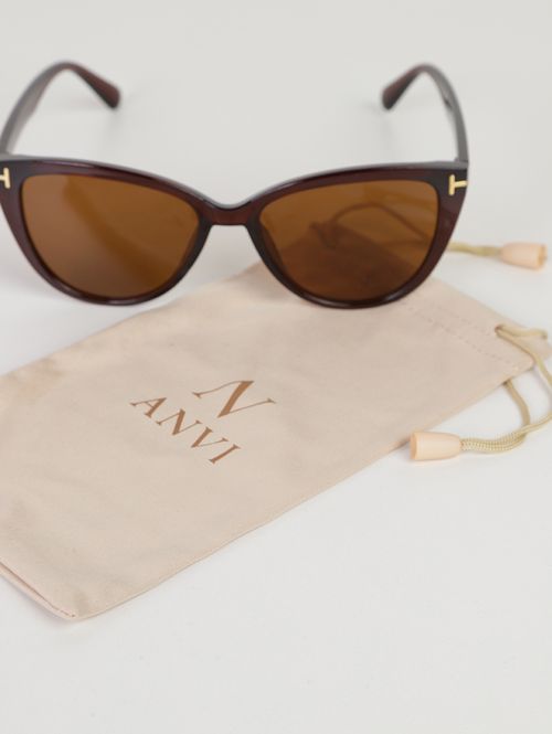 Óculos Gateado Detalhe Lateral Feminino MARROM