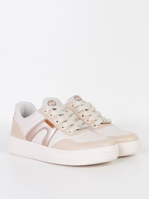 Tênis Casual Juvenil Para Menina - OFF WHITE/BEGE/DOURADO