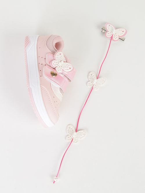 Tênis Happy + Acessório Kidy Infantil Para Menina ROSA CLARO/BRANCO