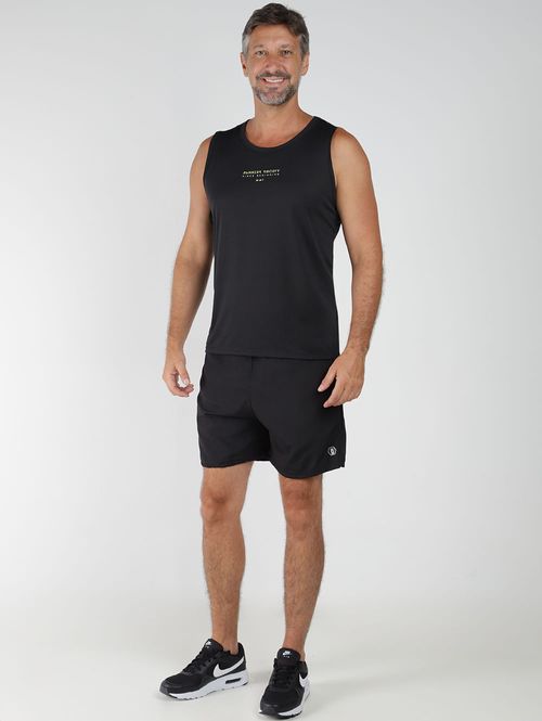 Camiseta Regata Running Furadinha Masculina PRETO