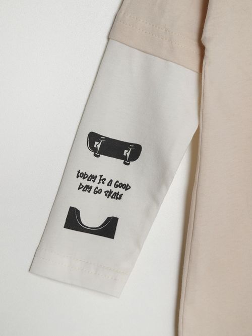 Camiseta Manga Longa Infantil Para Menino - NATURAL