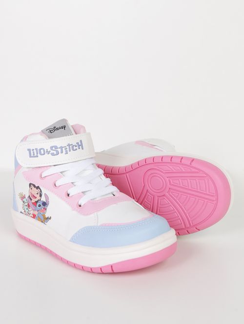 Tênis Lilo e Stitch Velcro Infantil Para Menina - BRANCO/ROSA CLARO/AZUL CLARO
