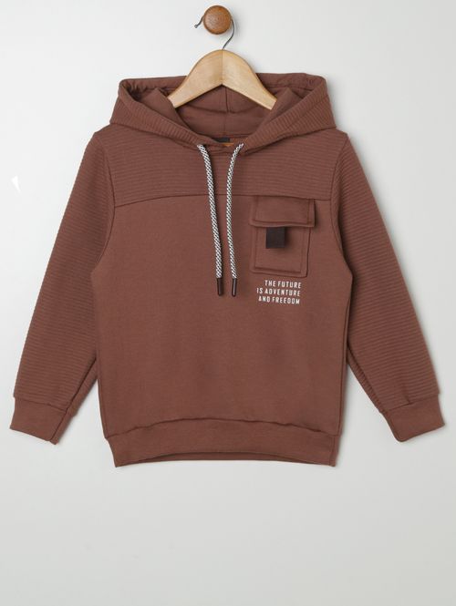 Moletom Com Capuz Infantil Para Menino - MARROM