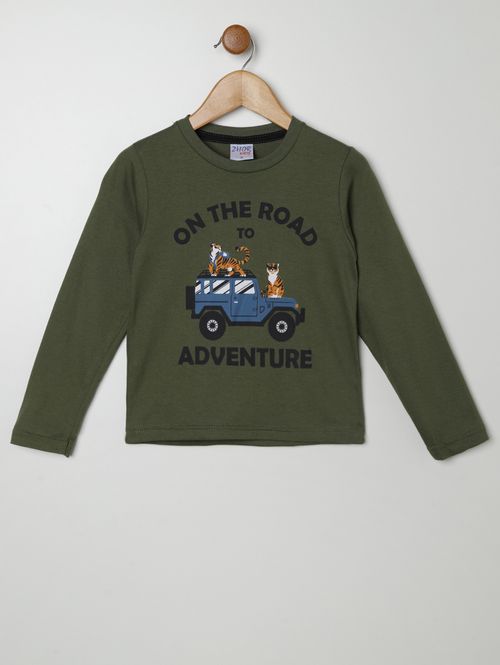 Camiseta Manga Longa Infantil Para Menino - VERDE