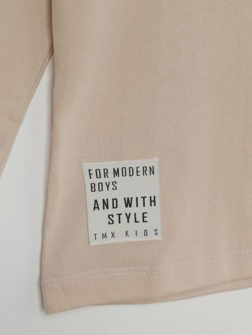 Camiseta Manga Longa Infantil Para Menino - BEGE